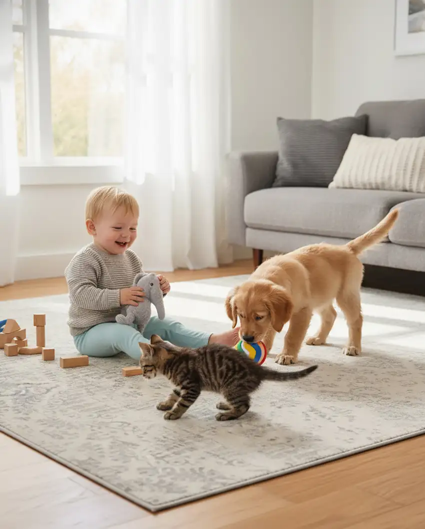 Ivory Distressed Ikat Pattern Area Rug Photo 2