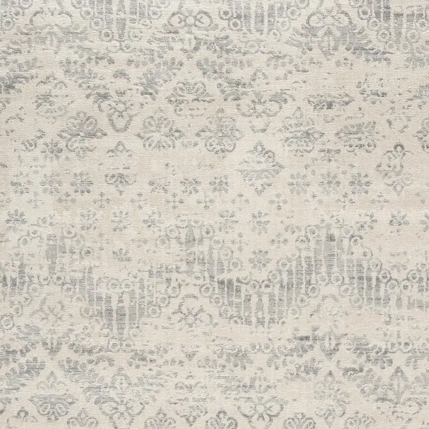 Ivory Distressed Ikat Pattern Area Rug Photo 4