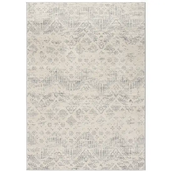 Ivory Distressed Ikat Pattern Area Rug Photo 4
