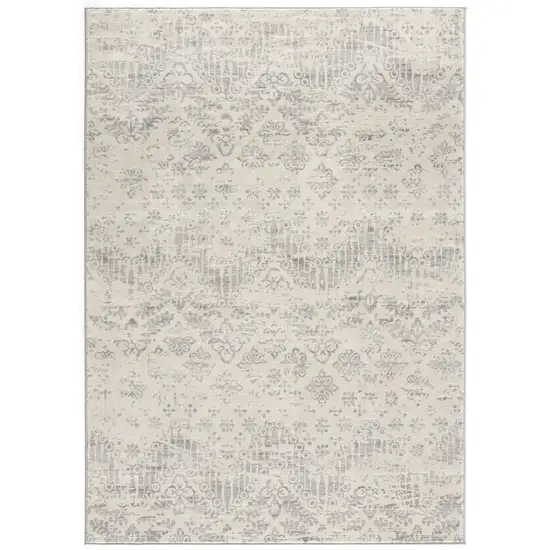 Ivory Distressed Ikat Pattern Area Rug Photo 1