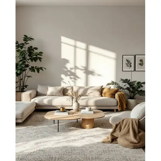 Ivory Distressed Ikat Pattern Area Rug Photo 2