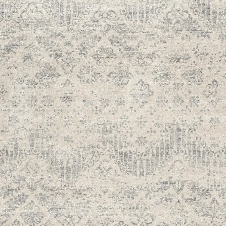 Ivory Distressed Ikat Pattern Area Rug Photo 4