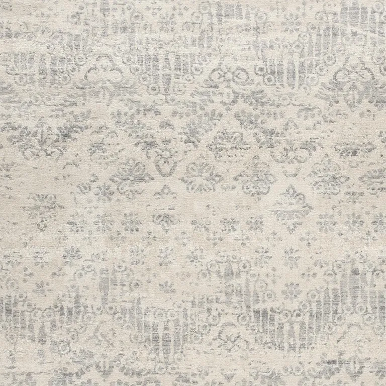 Ivory Distressed Ikat Pattern Area Rug Photo 1