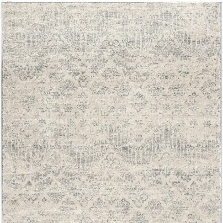 Ivory Distressed Ikat Pattern Area Rug Photo 4