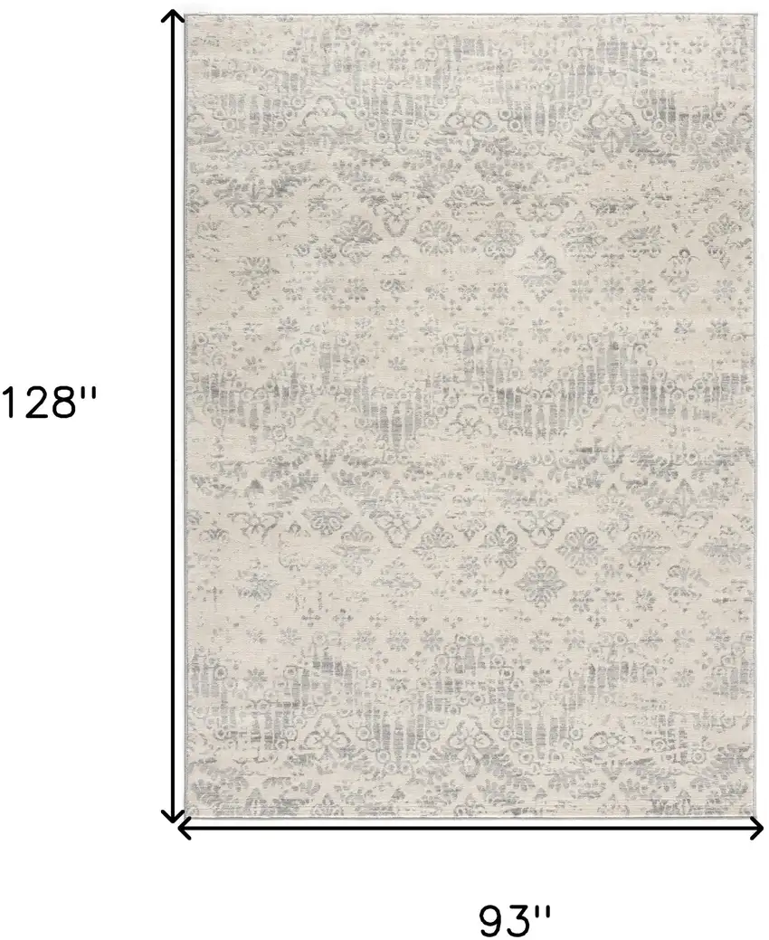 Ivory Distressed Ikat Pattern Area Rug Photo 9