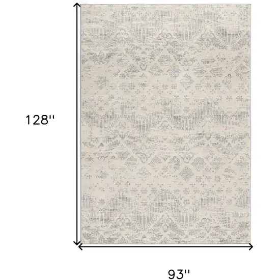 Ivory Distressed Ikat Pattern Area Rug Photo 9