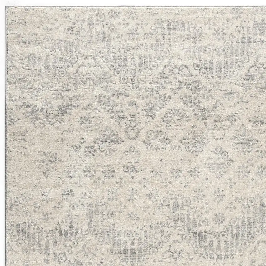 Ivory Distressed Ikat Pattern Area Rug Photo 4