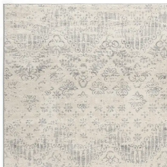 Ivory Distressed Ikat Pattern Area Rug Photo 4