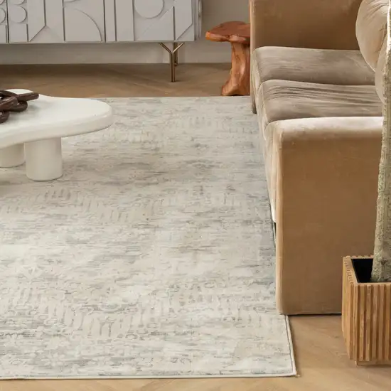 Ivory Distressed Ikat Pattern Area Rug Photo 9