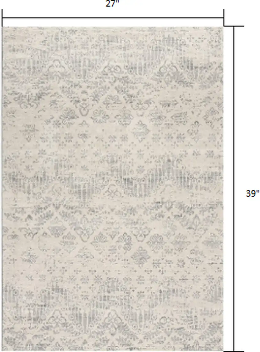 Ivory Distressed Ikat Pattern Scatter Rug Photo 1
