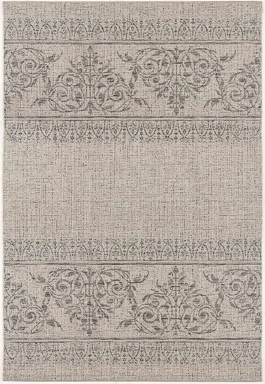 Ivory Distressed Scroll Pattern Area Rug Photo 1