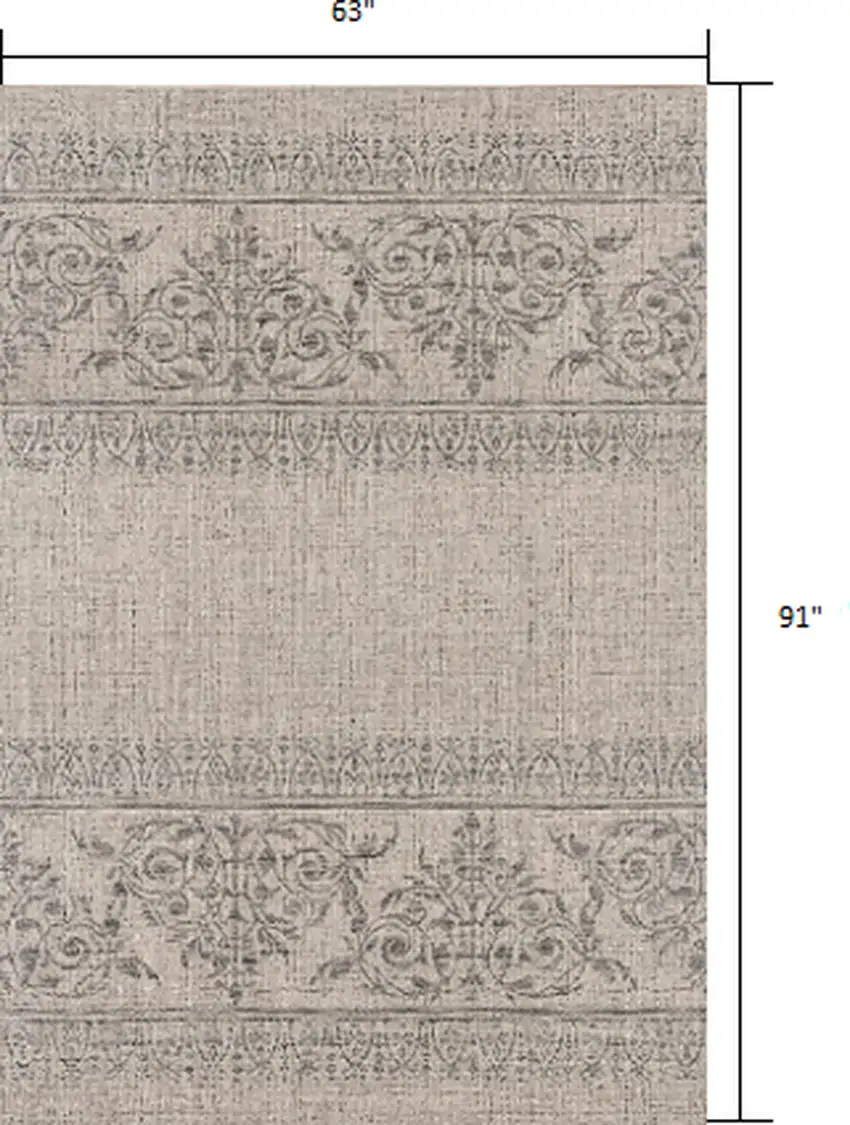 Ivory Distressed Scroll Pattern Area Rug Photo 3