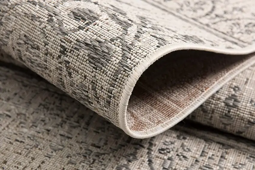 Ivory Distressed Scroll Pattern Area Rug Photo 7