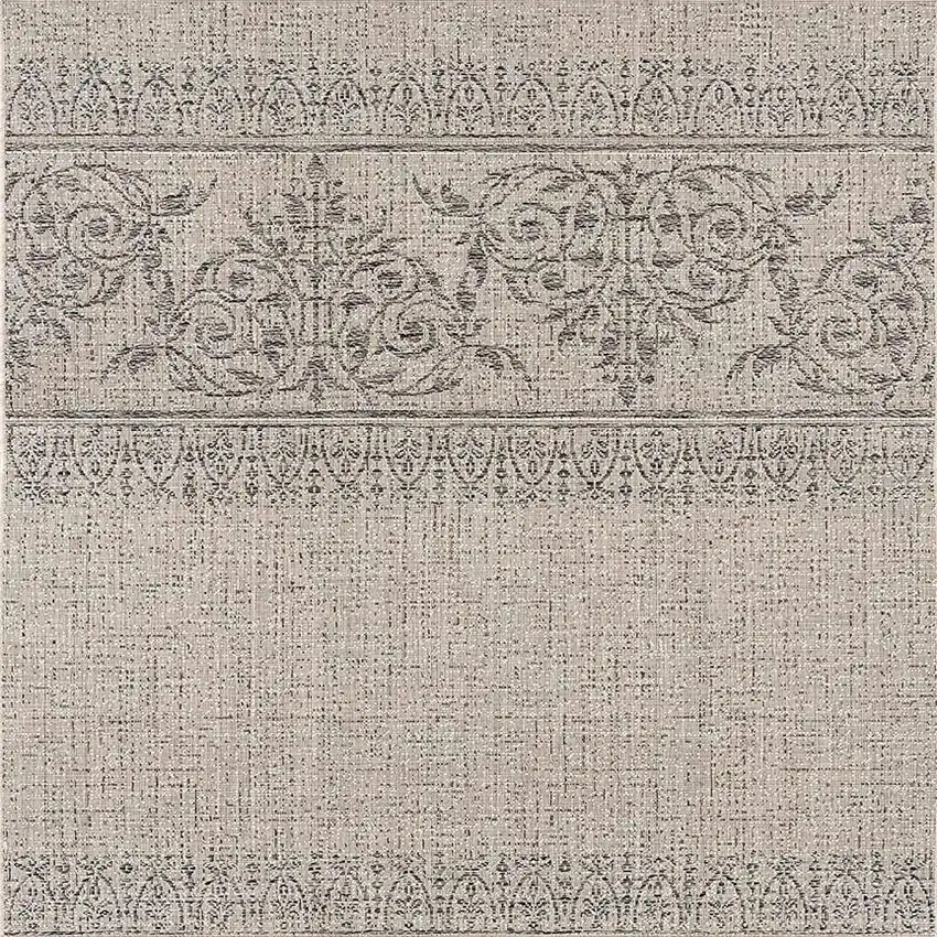 Ivory and Gray Ikat Non Skid Area Rug Photo 5