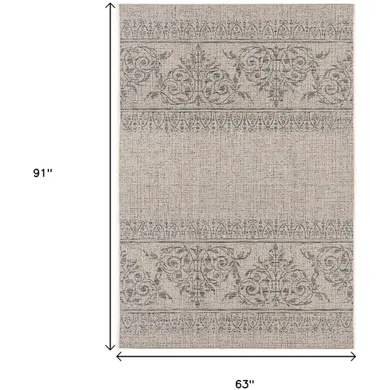 Ivory and Gray Ikat Non Skid Area Rug Photo 3