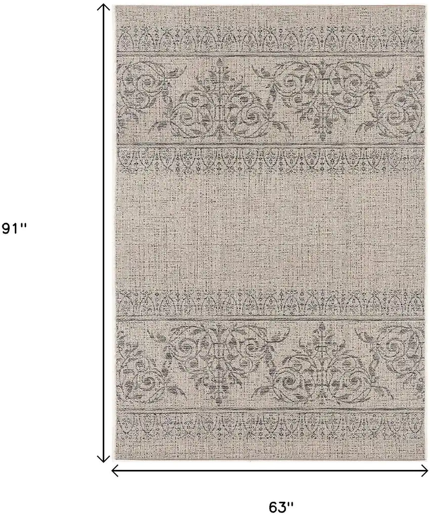 Ivory and Gray Ikat Non Skid Area Rug Photo 3