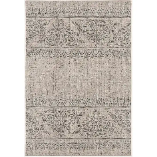 Ivory and Gray Ikat Non Skid Area Rug Photo 2