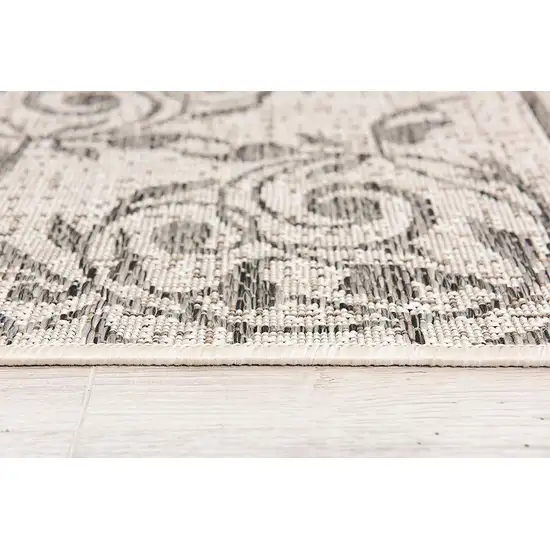 Ivory and Gray Ikat Non Skid Area Rug Photo 8