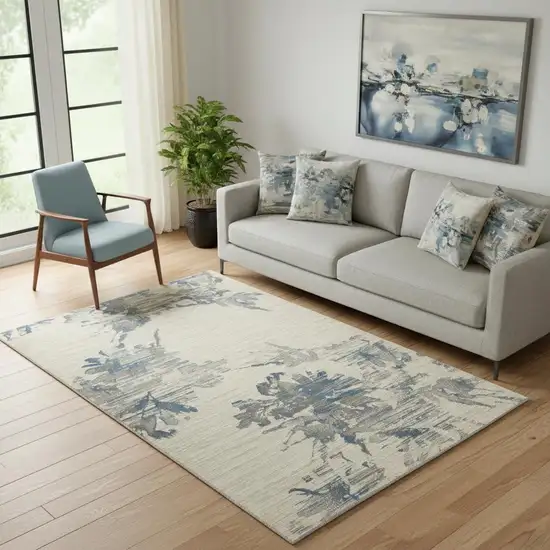 Ivory Floral Area Rug Photo 1