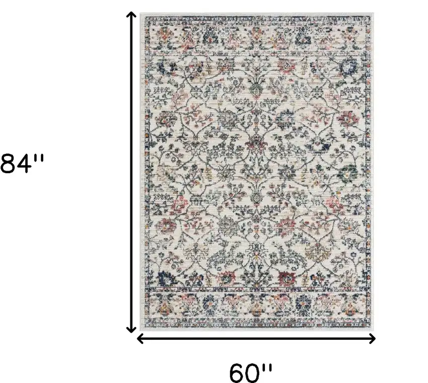 Ivory Floral Area Rug Photo 9