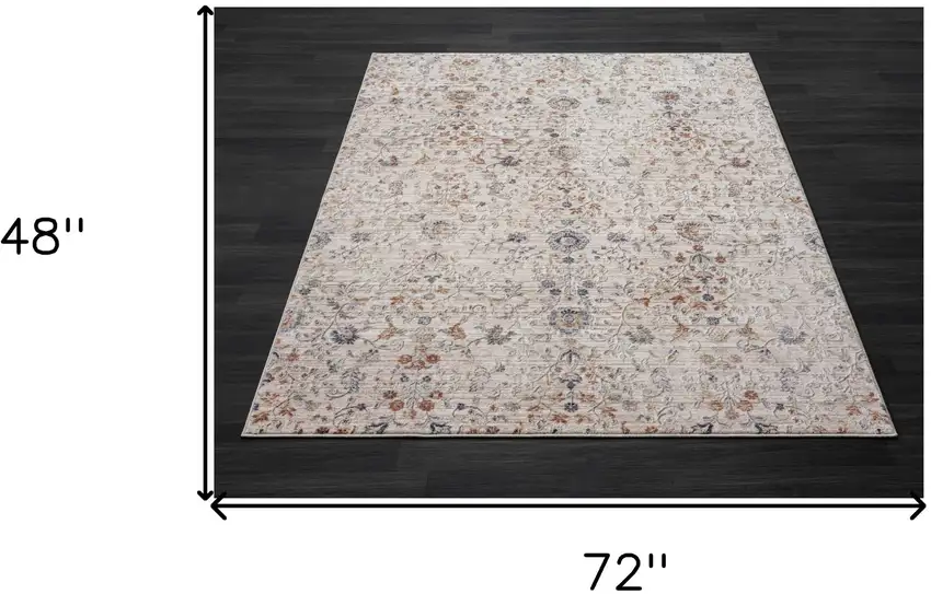 Ivory Floral Area Rug Photo 8