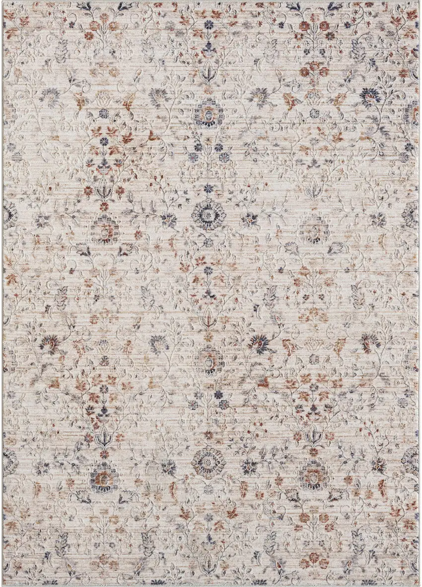 Ivory Floral Area Rug Photo 3