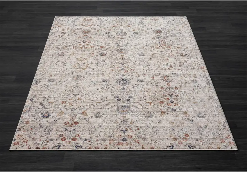 Ivory Floral Area Rug Photo 1