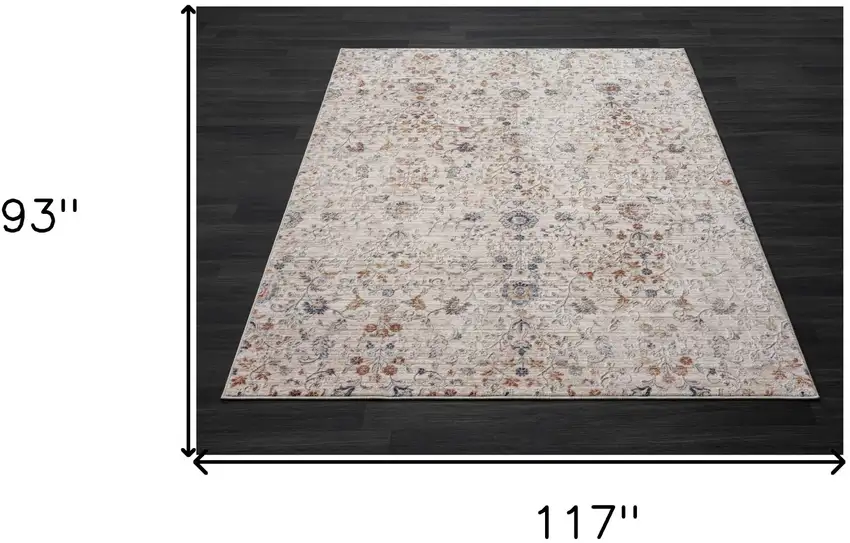 Ivory Floral Area Rug Photo 9