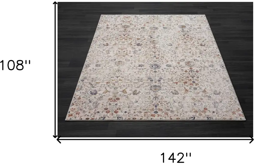 Ivory Floral Area Rug Photo 9