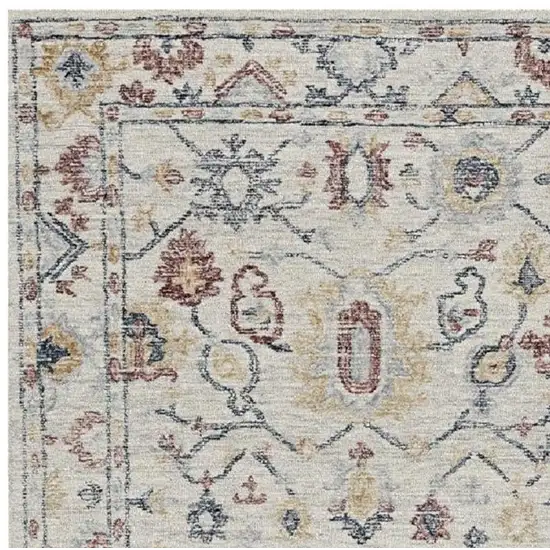 Ivory Gray And Red Wool Medallion Hand Tufted Distressed Area Rug Photo 3