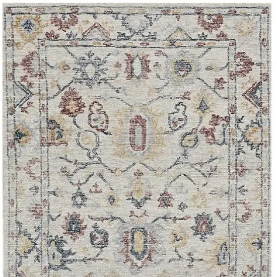 Ivory Gray And Red Wool Medallion Hand Tufted Distressed Area Rug Photo 4