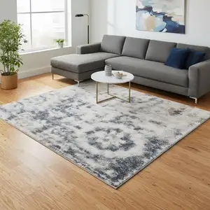 Photo of Ivory Floral Distressed Area Rug
