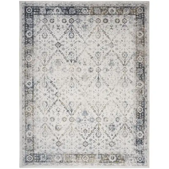 Ivory Floral Distressed Area Rug Photo 8