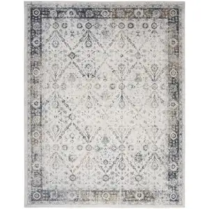 Photo of Ivory Floral Distressed Area Rug