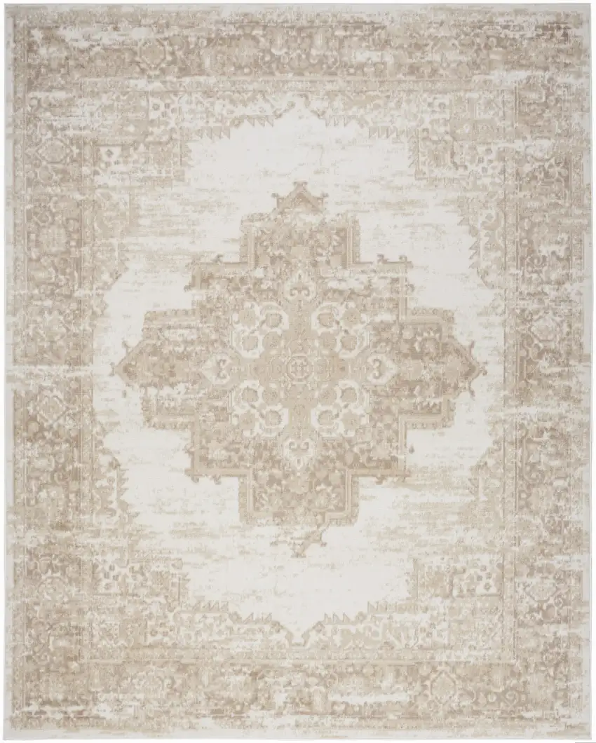 Ivory Floral Distressed Area Rug Photo 7