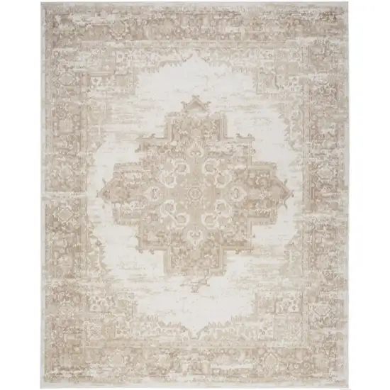 Ivory Floral Distressed Area Rug Photo 7