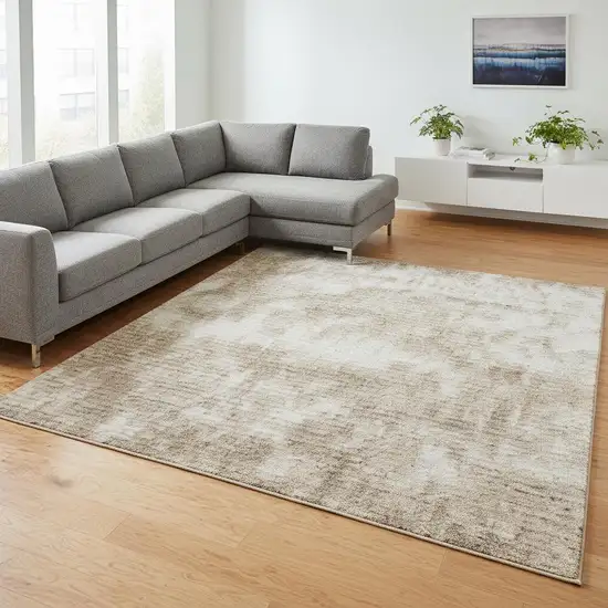 Ivory Floral Distressed Area Rug Photo 1