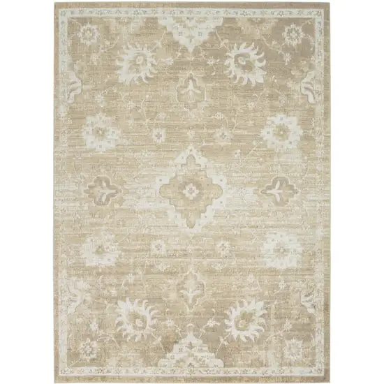 Ivory Floral Distressed Area Rug Photo 7