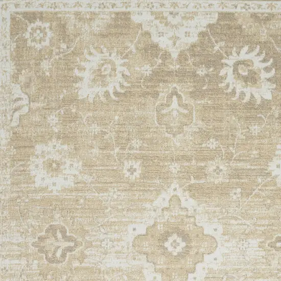 Ivory Floral Distressed Area Rug Photo 9