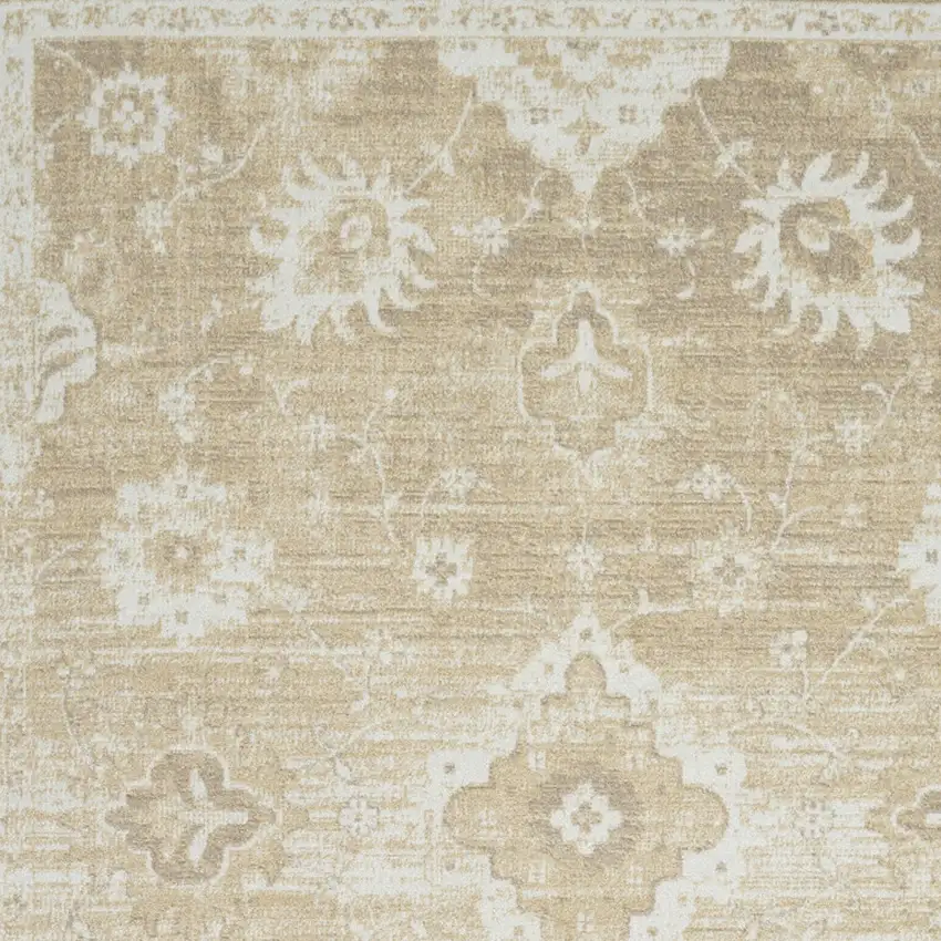 Ivory Floral Distressed Area Rug Photo 9