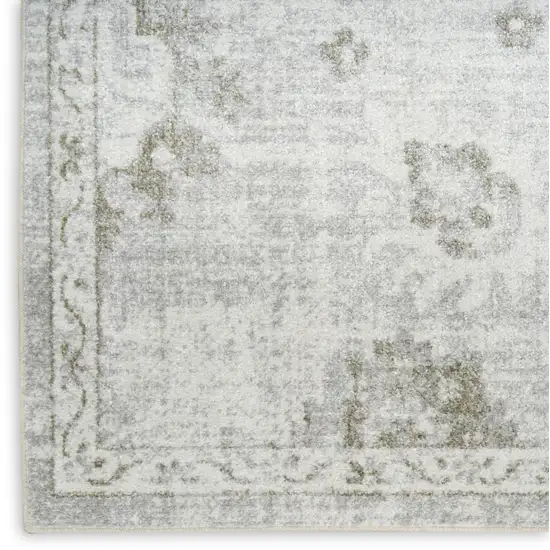 Ivory Floral Distressed Area Rug Photo 9