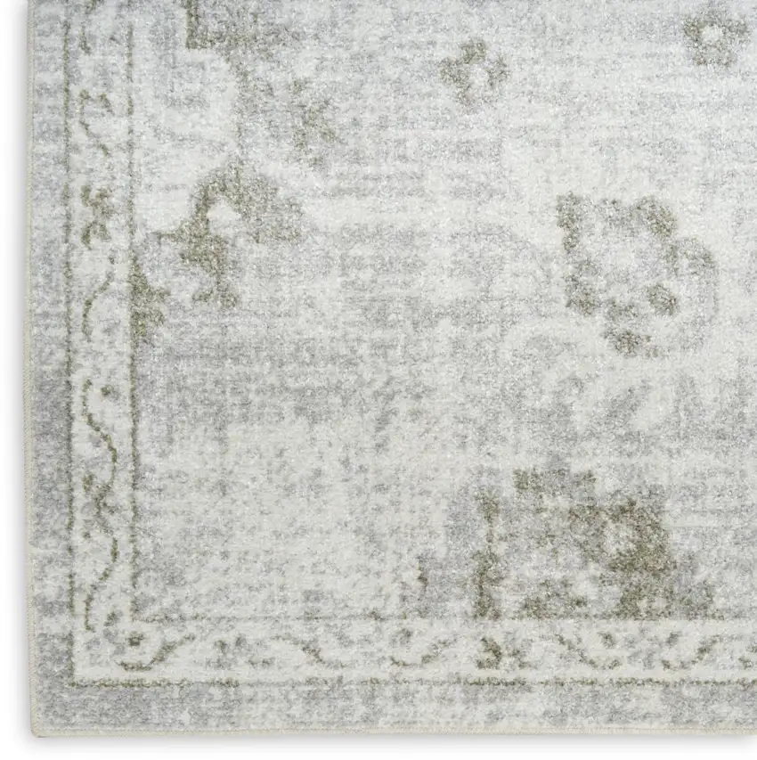Ivory Floral Distressed Area Rug Photo 9