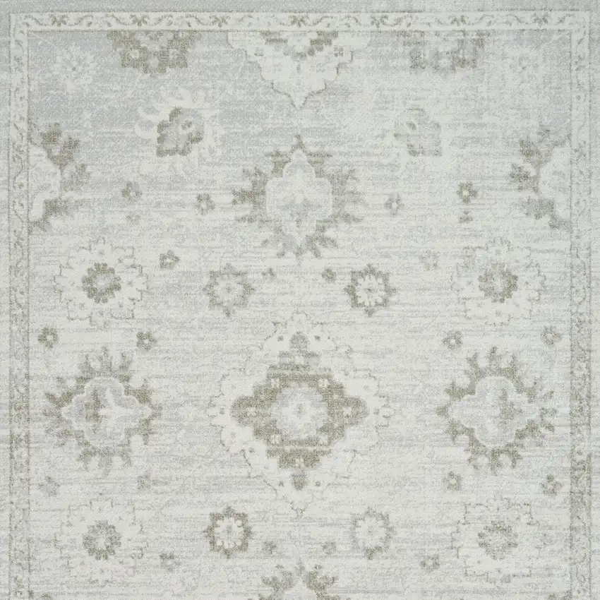 Ivory Floral Distressed Area Rug Photo 8