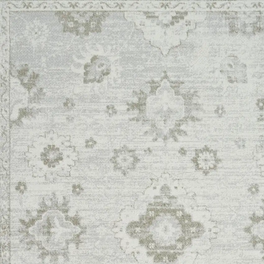 Ivory Floral Distressed Area Rug Photo 9