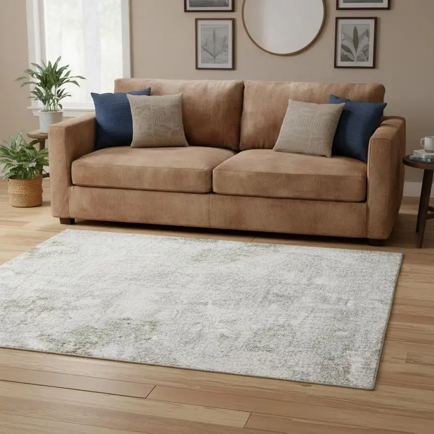 Ivory Floral Distressed Area Rug Photo 1