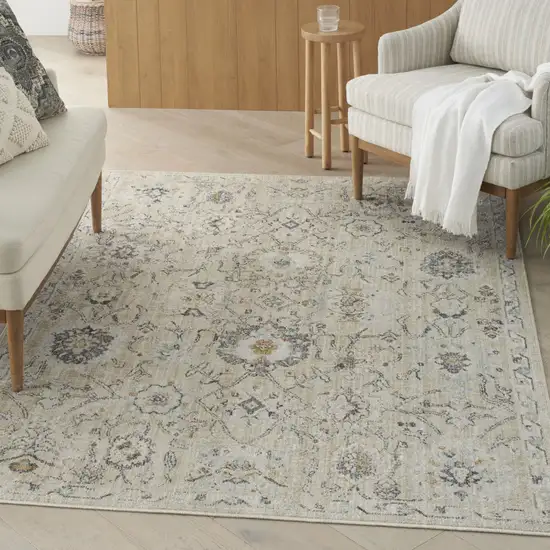 Ivory Floral Distressed Area Rug Photo 5