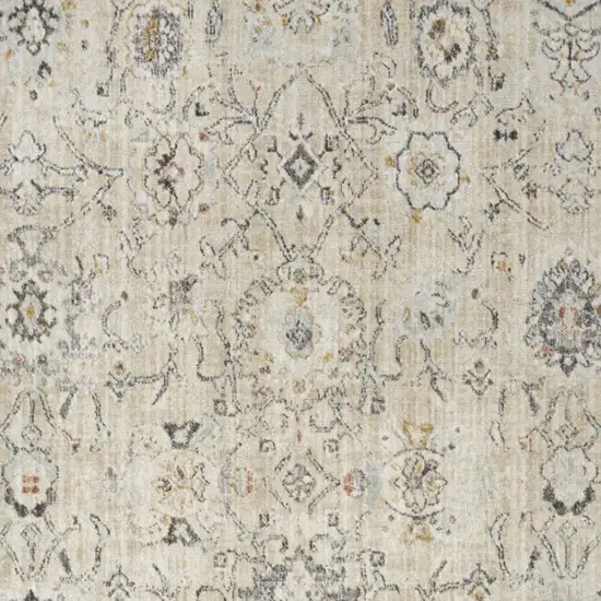 Ivory Floral Distressed Area Rug Photo 8