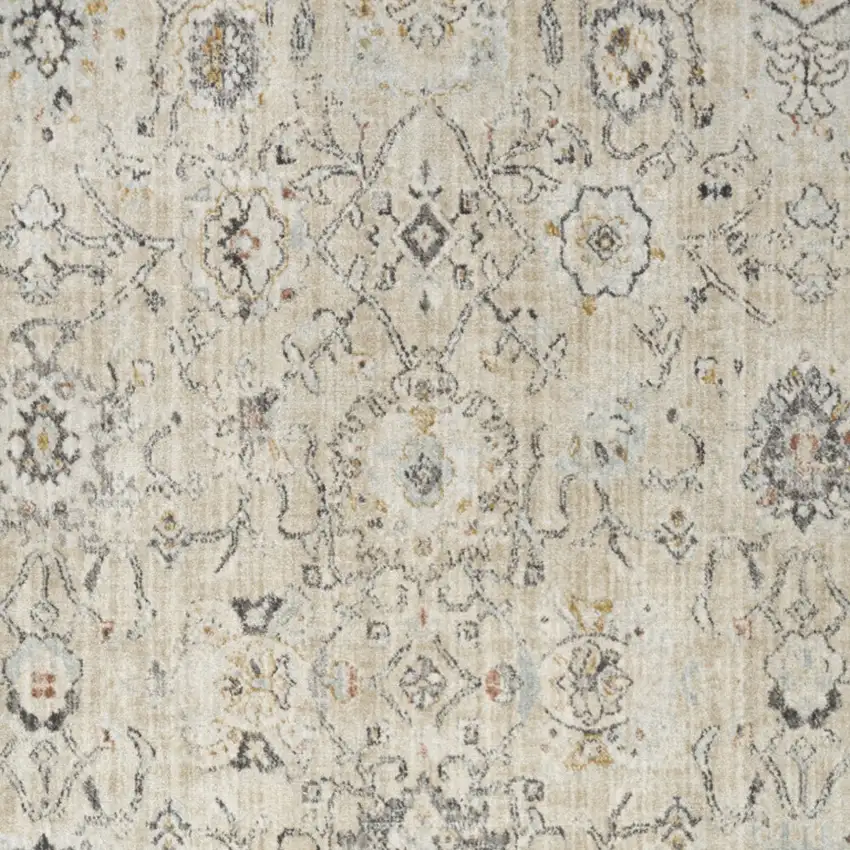 Ivory Floral Distressed Area Rug Photo 8
