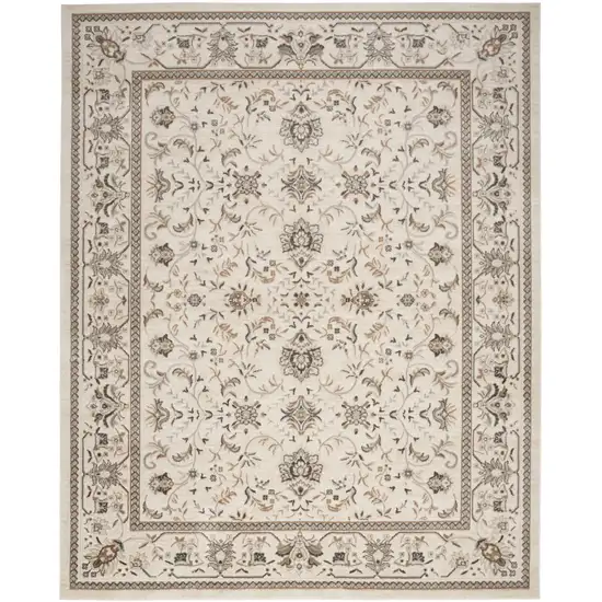 Ivory Floral Distressed Area Rug Photo 7