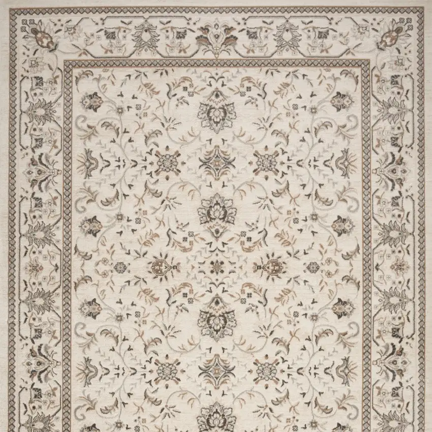 Ivory Floral Distressed Area Rug Photo 9